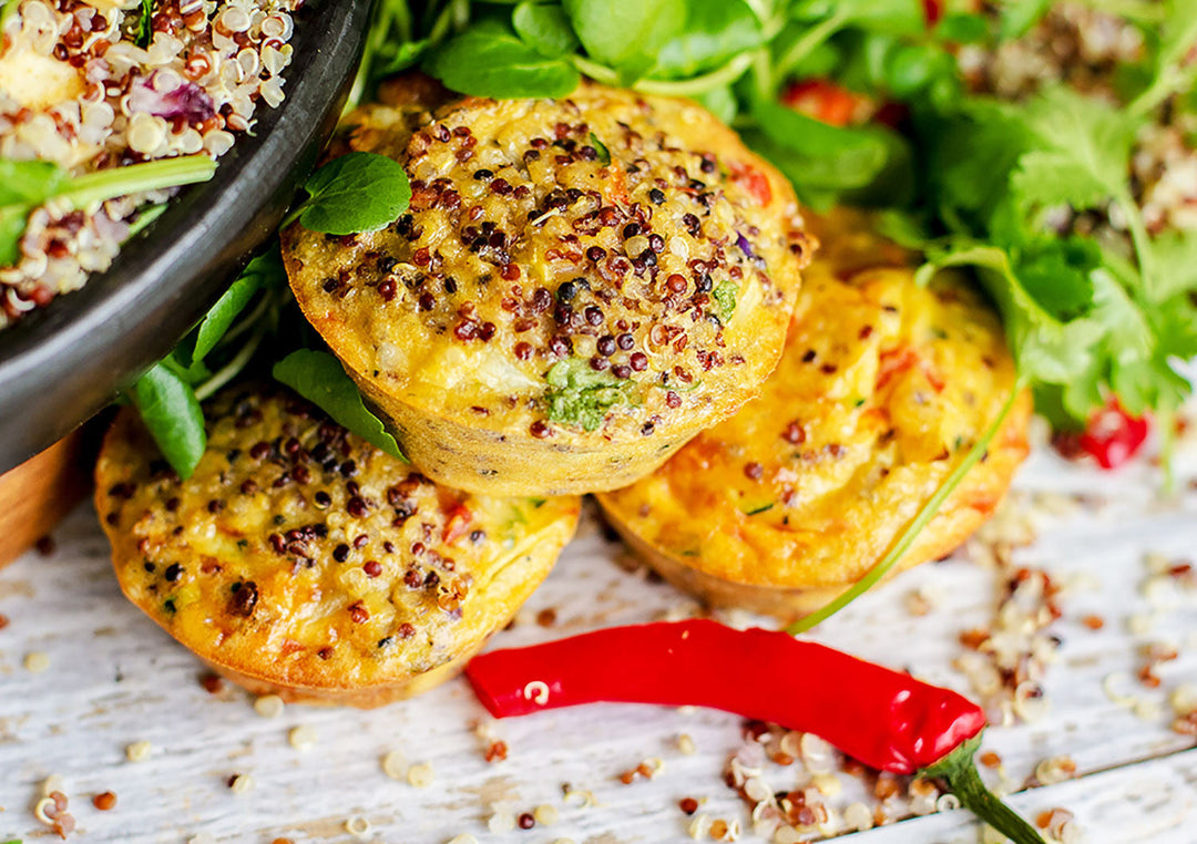 Tricolour Quinoa & Veggie Egg Muffins