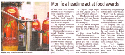 Morlife a headline act at food awards