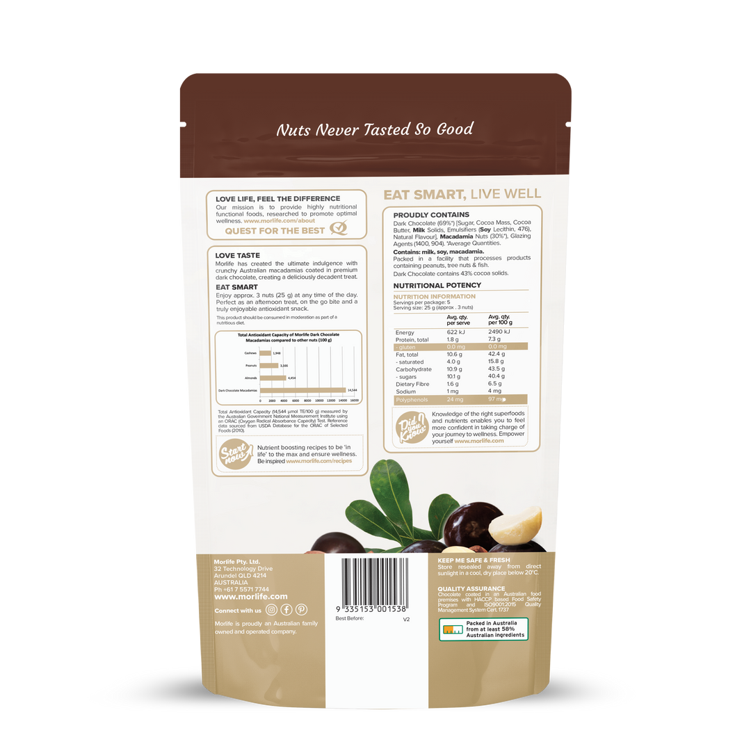 Morlife Dark Chocolate Macadamias
