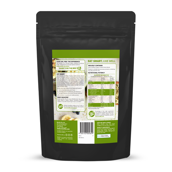Morlife Certified Organic Hulled Hemp Seeds