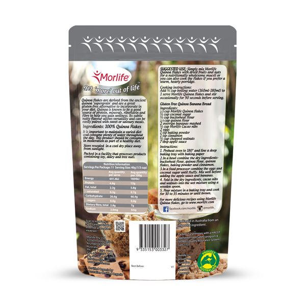 Morlife Certified Organic Quinoa Flakes