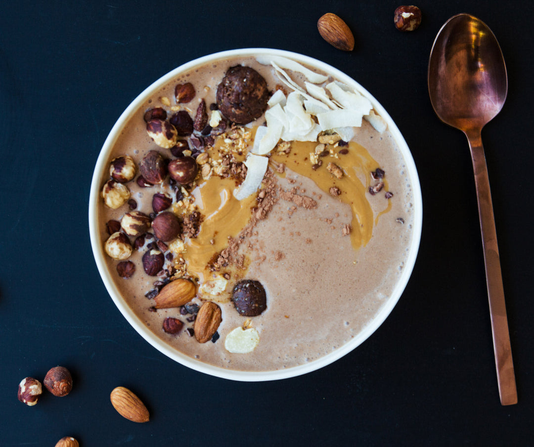 Permission To Go Nuts Over This Choc Peanut Butter Protein Smoothie Bowl