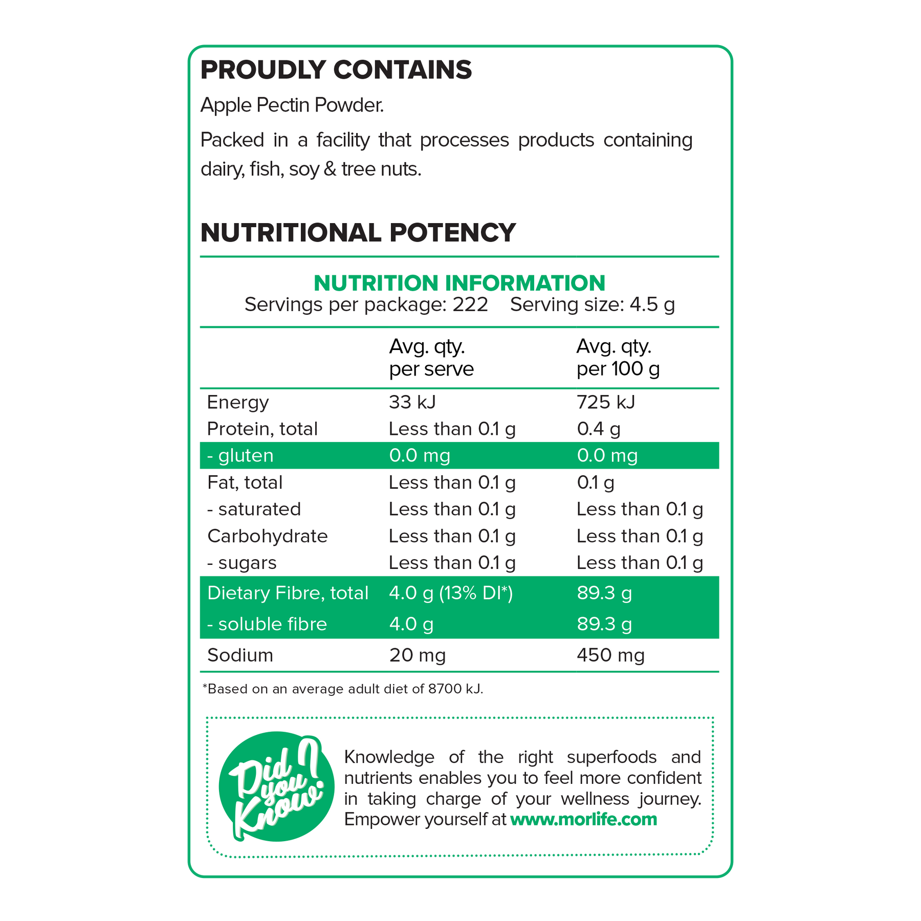 Morlife Apple Pectin Powder 200g