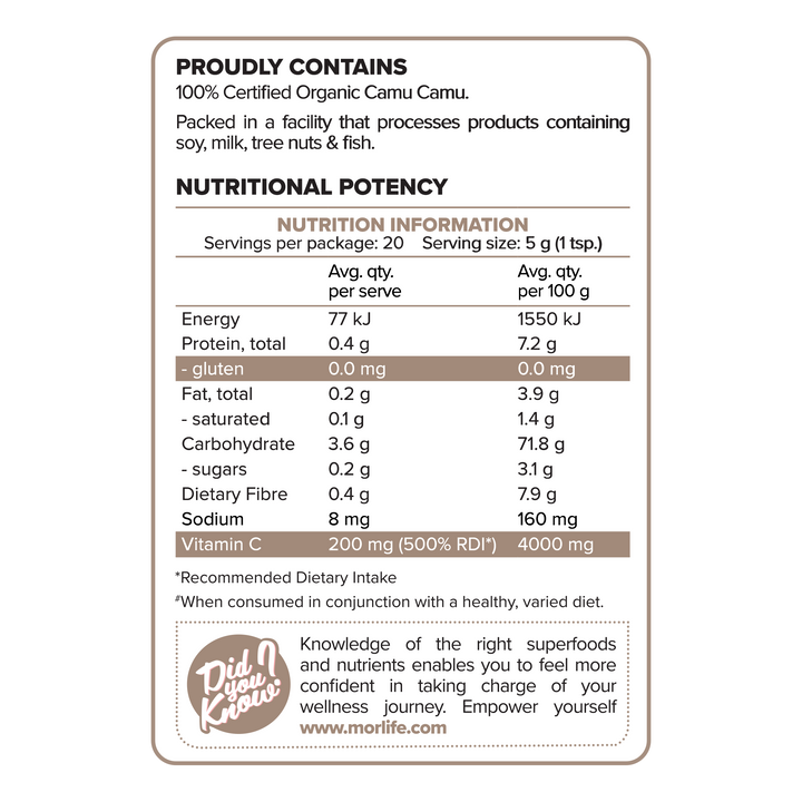 Camu Camu Fruit Powder Cert. Organic 100g