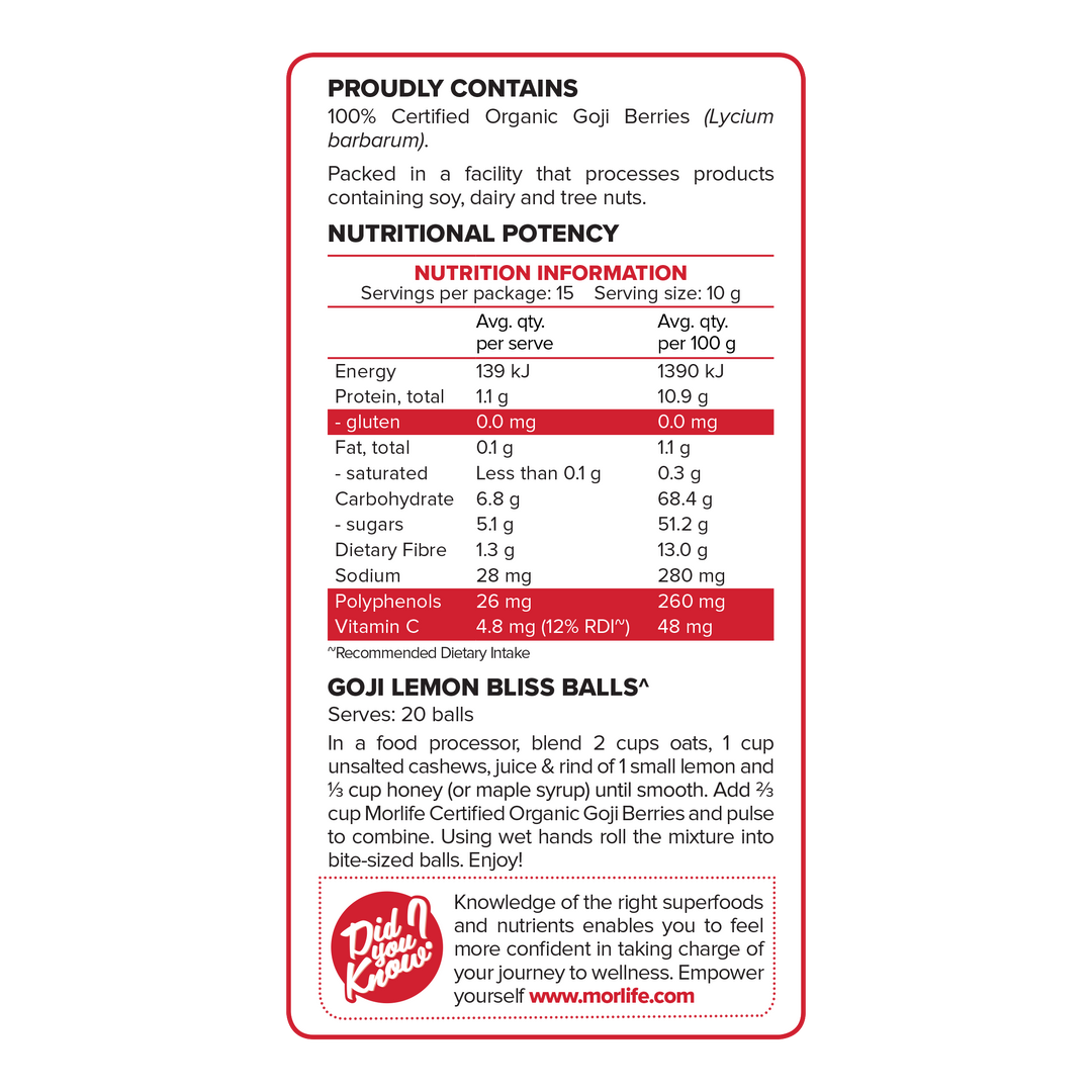 Goji Berries Certified Organic 1kg