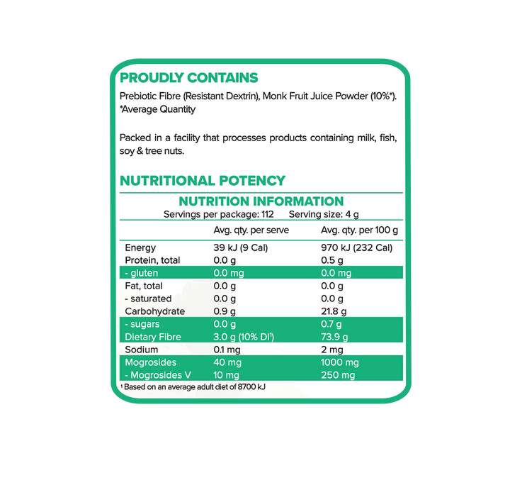 Monk Fruit + Fibre Sugar Replacer