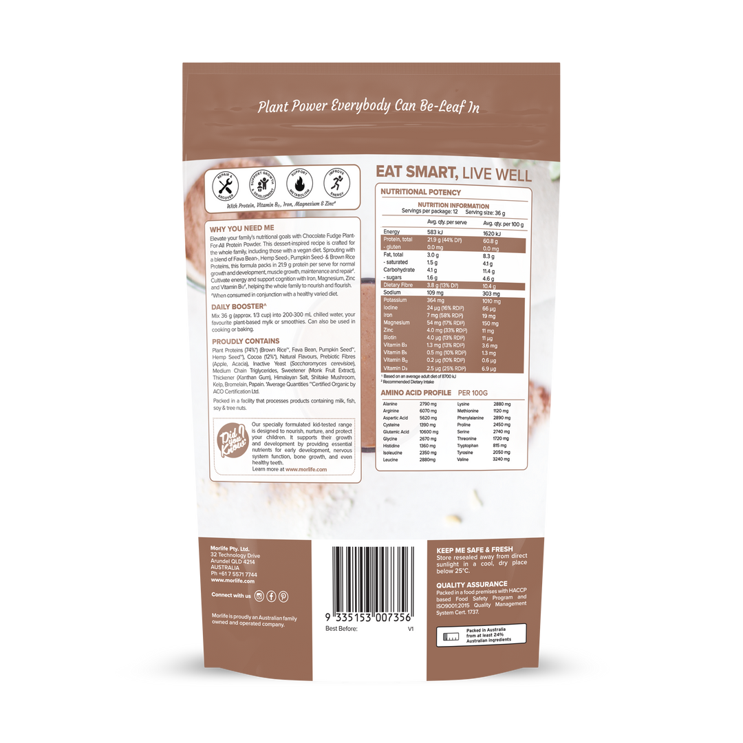 Morlife PlantForAll Chocolate Fudge 440g