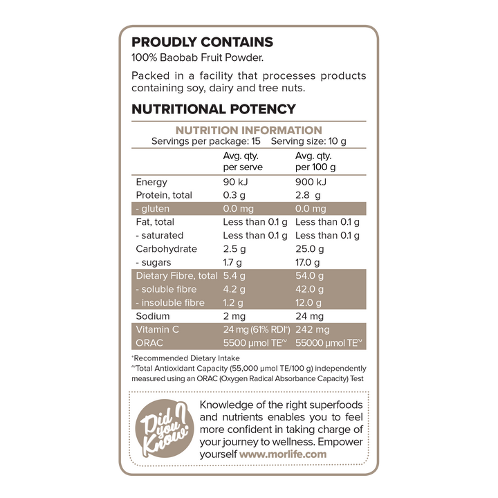 Morlife Baobab Powder 150g