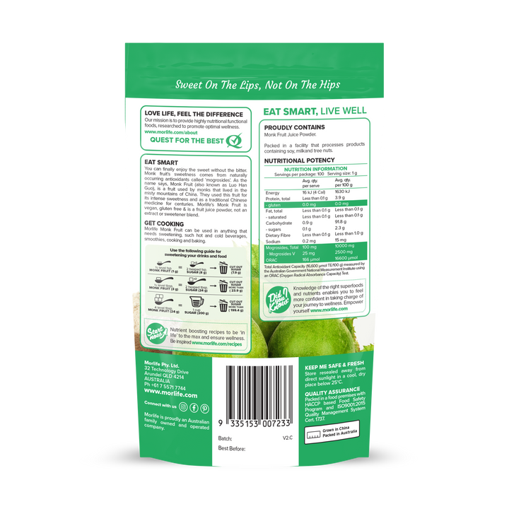 Morlife Nature's Sweetener Monk Fruit 100g