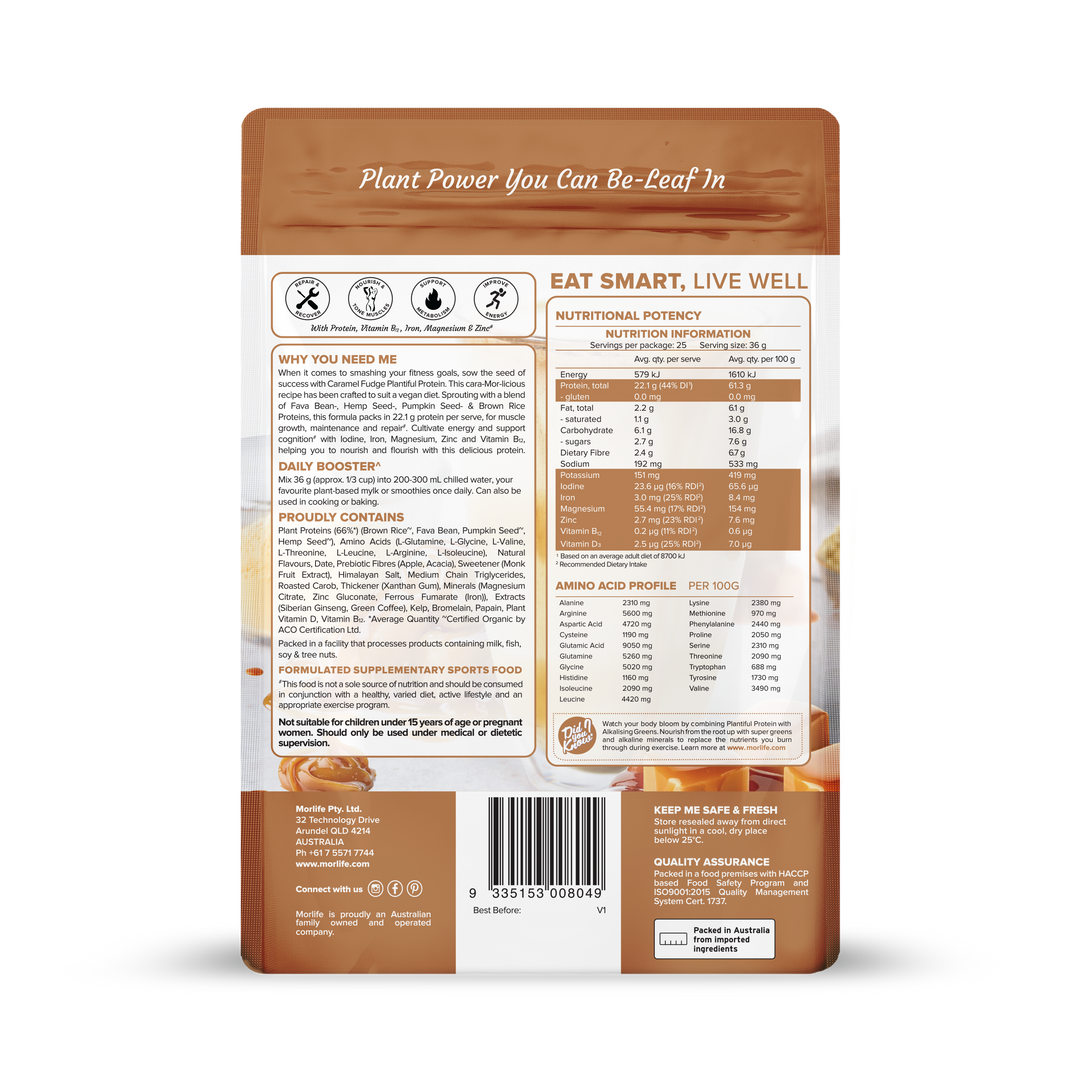Morlife Plantiful Protein Caramel Fudge 900g