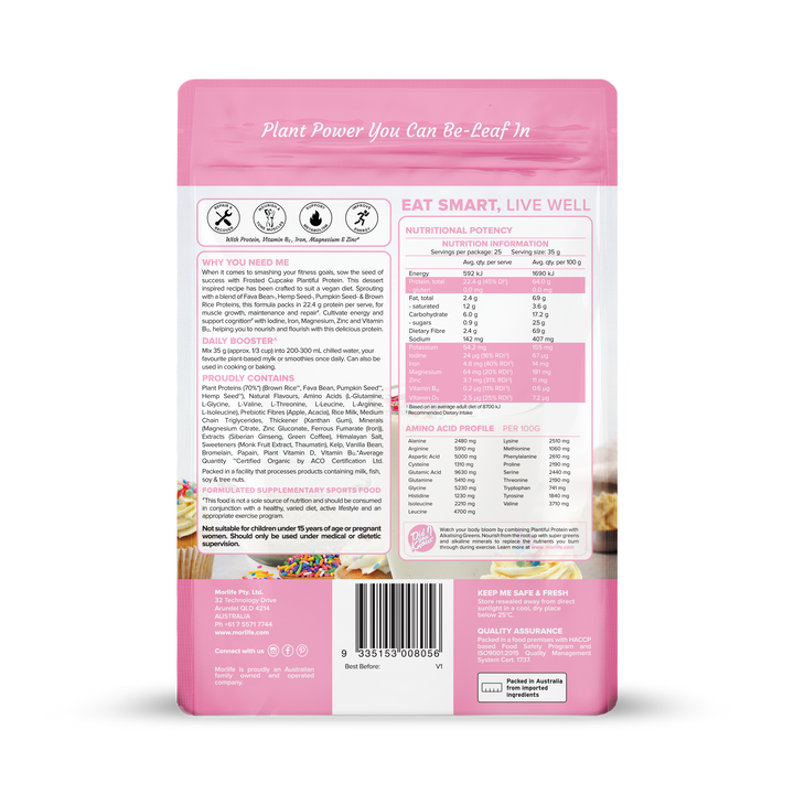 Morlife Plantiful Protein Frosted Cupcake 900g