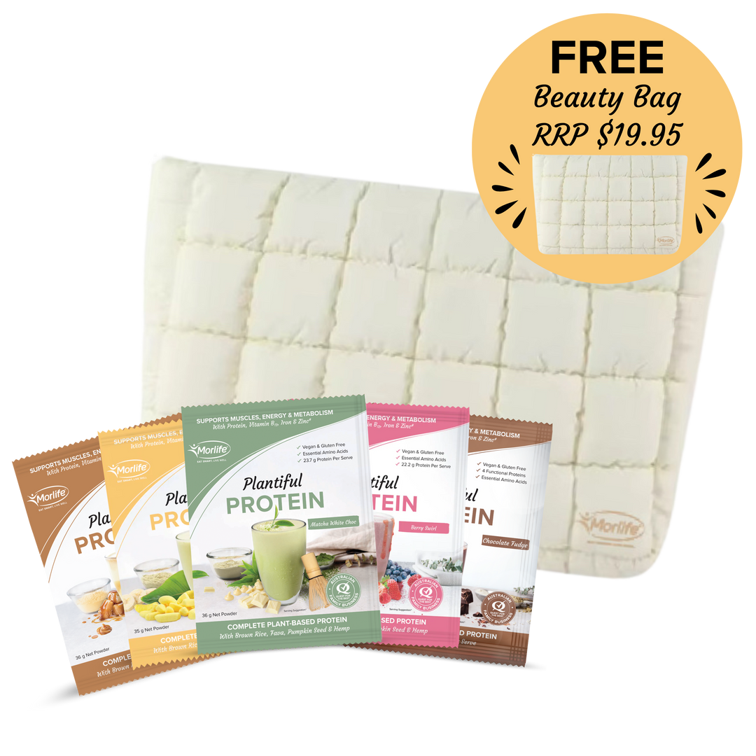 Morlife Plantiful Protein Sample Pack + Free Beauty Bag