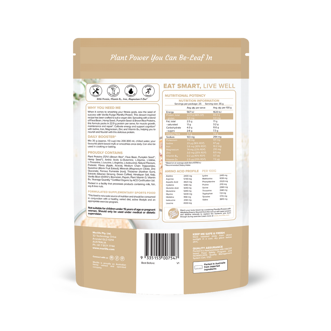 Morlife Plantiful Protein Vanilla Fudge