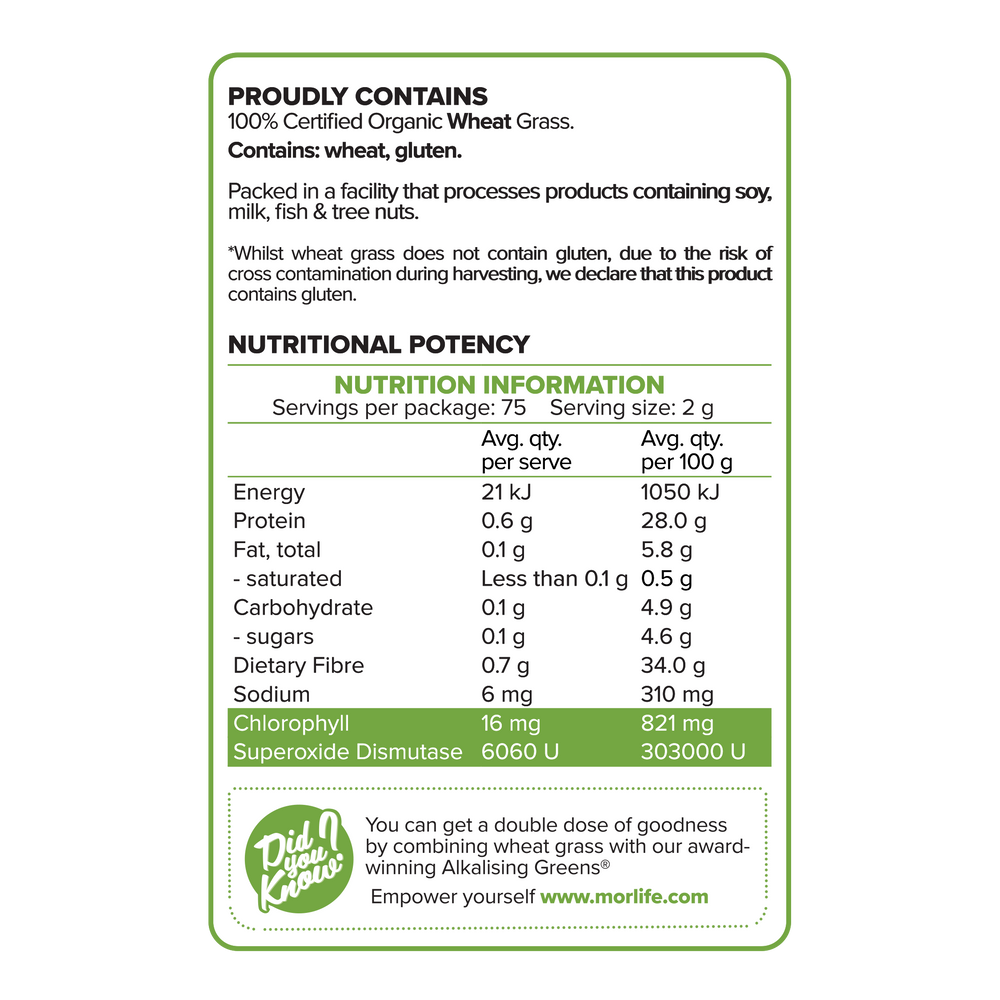 Morlife Wheat Grass 150g NIP