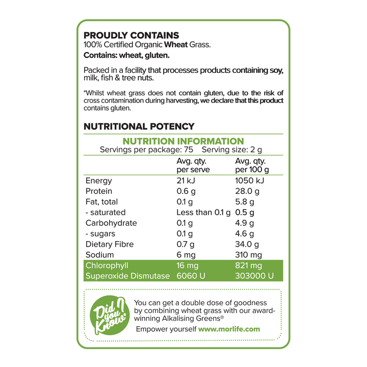 Morlife Wheat Grass 150g NIP