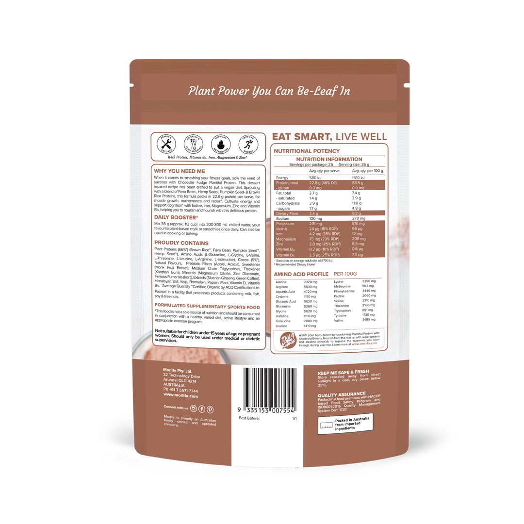 Morlife Plantiful Protein Chocolate Fudge 900g