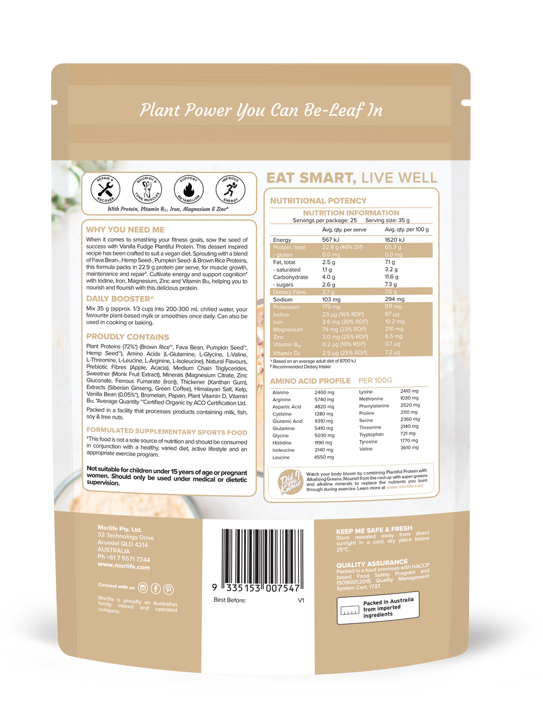 Plantiful Protein - Vanilla Fudge