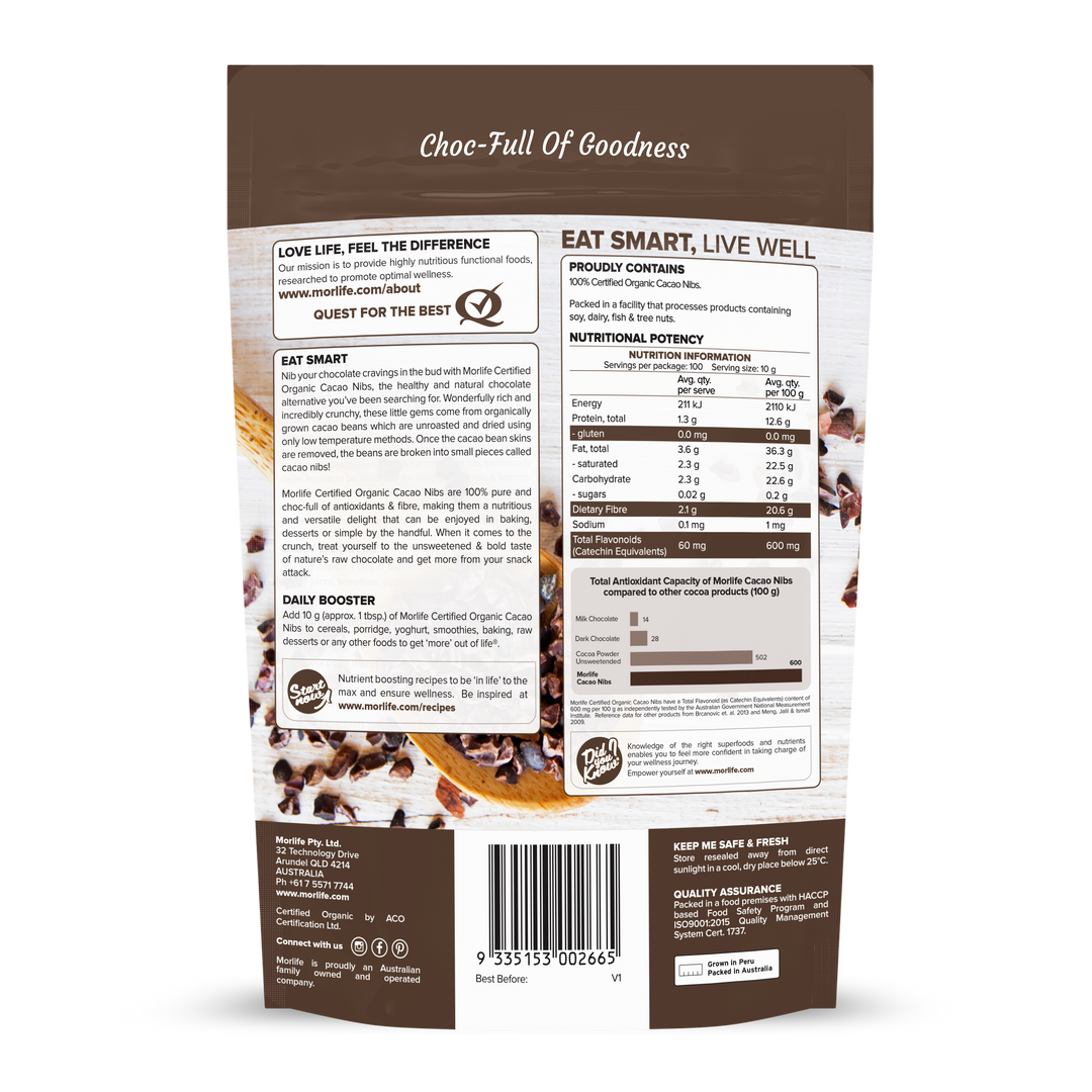 Morlife Certified Organic Cacao Nibs 1kg