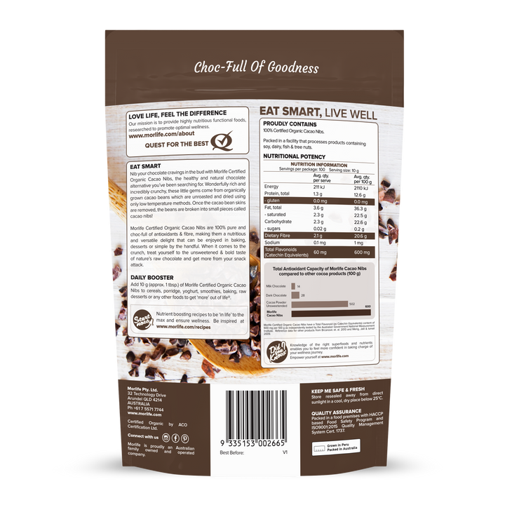 Morlife Certified Organic Cacao Nibs 1kg