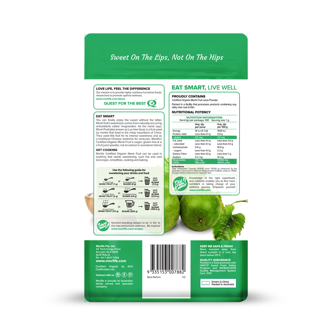 Morlife Certified Organic Monk Fruit 100g