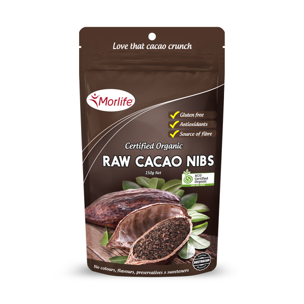 Morlife Certified Organic Raw Cacao Nibs pouch